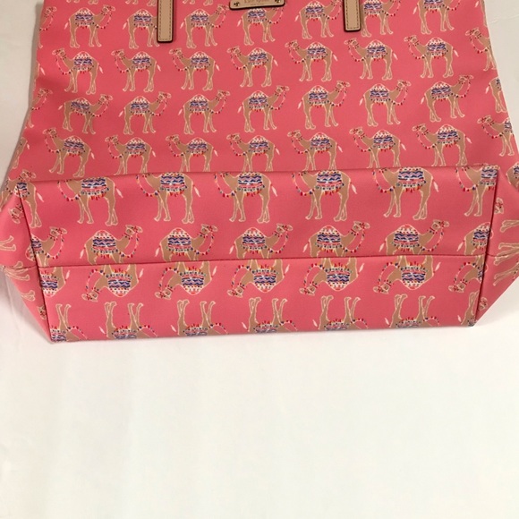Kate Spade Spice Things Up Pink Camel Tote Bon Shopper Bag Purse Coated Canvas - Picture 4 of 8